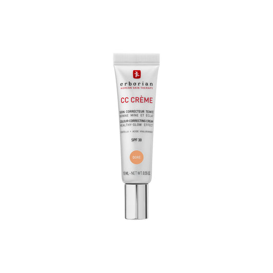 Erborian - CC Crème con Centella Asiática - Crema Facial Iluminadora de Alta Definición y Maquillaje - Protección Solar SPF 30 - Cosmética Coreana - Doré 15ml