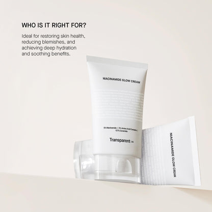 Transparent Lab Niacinamide Glow Cream Crema Facial Iluminadora 50 ml – Con 5% Niacinamida, Ceramidas y Aminoácidos, Hidratación Profunda, Unifica Tono, Ilumina y Refuerza la Barrera Cutánea