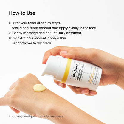 BIODANCE Radiant Vita Niacinamide Cream - Crema Facial Iluminadora con Vitamina C y B12, Corrector de Manchas Oscuras e Hidratante, K-Beauty, Cuidado Facial Coreano, 50ml