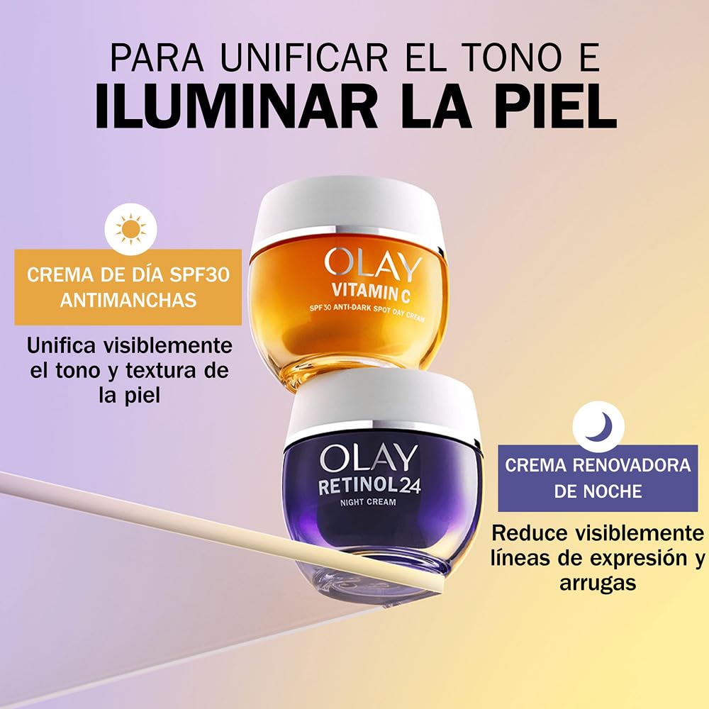 Olay Vitamin C Crema Facial de Día SPF30. Skincare Hidratante, Iluminador y Antimanchas con Protección Solar SPF30. Con Vitamina C y Niacinamida. Unifica e Hidrata. No Grasa, No Pegajosa. 50ml