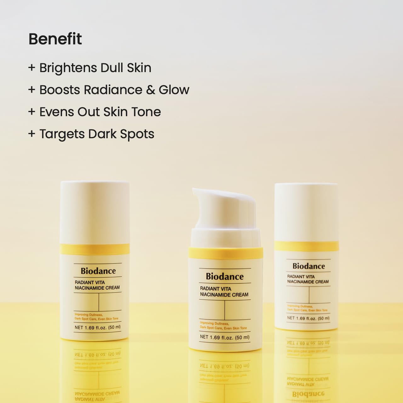 BIODANCE Radiant Vita Niacinamide Cream - Crema Facial Iluminadora con Vitamina C y B12, Corrector de Manchas Oscuras e Hidratante, K-Beauty, Cuidado Facial Coreano, 50ml